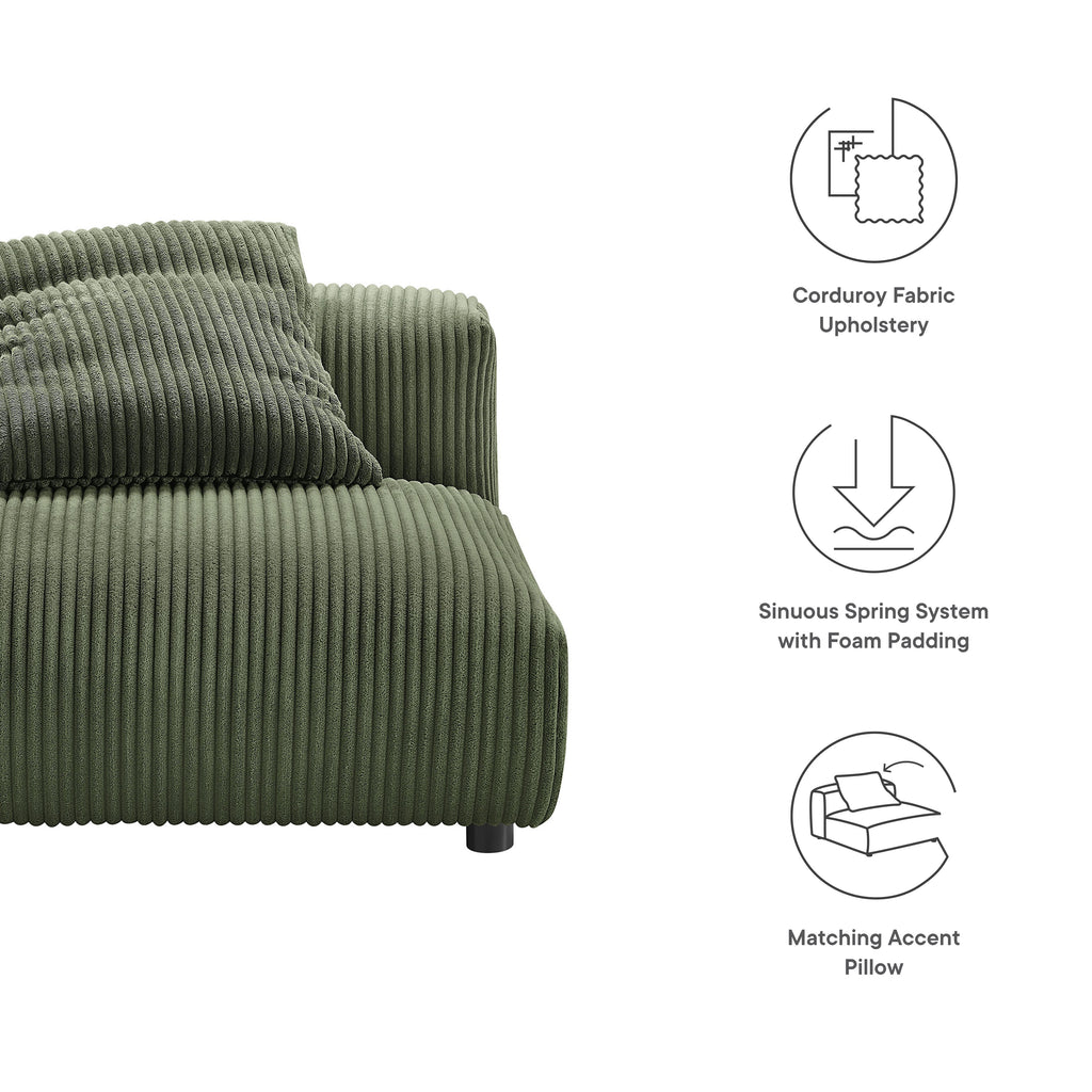Solace Modular Corduroy Upholstered Armless Chair - Fern