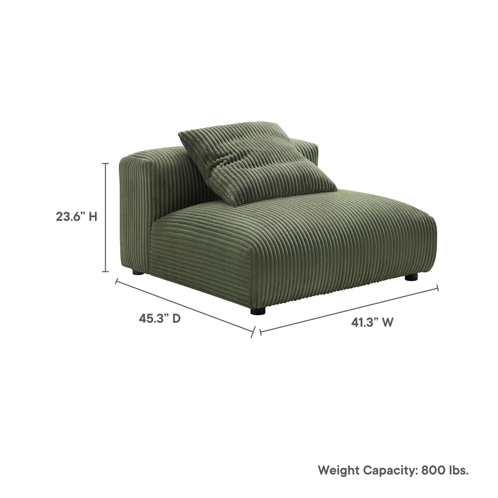 Solace Modular Corduroy Upholstered Armless Chair - Fern