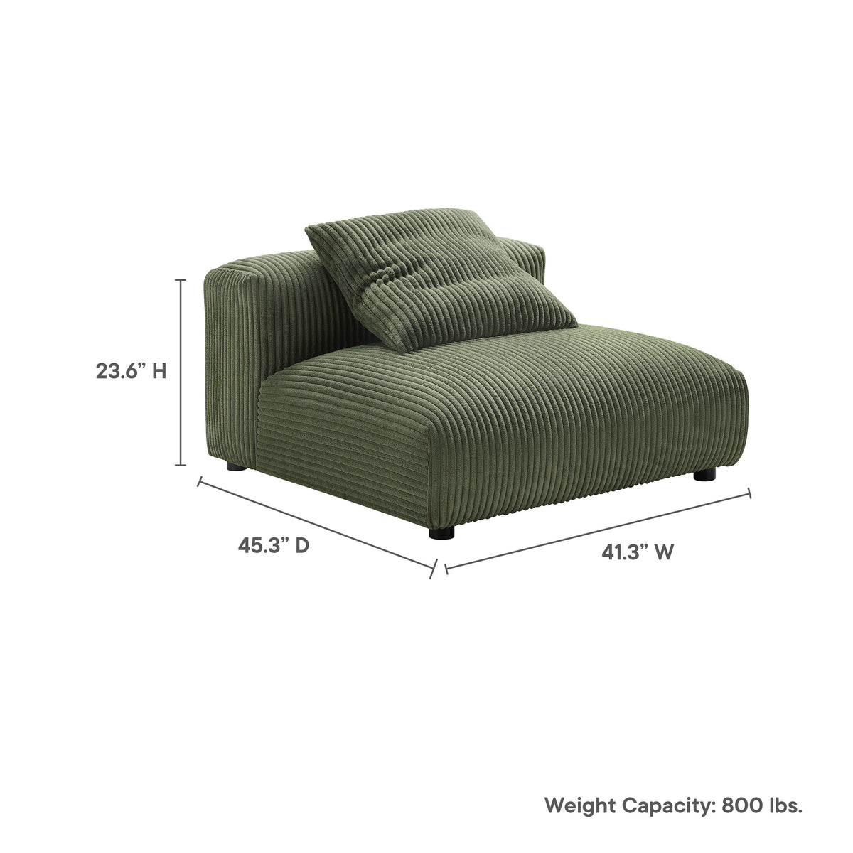 Solace Modular Corduroy Upholstered Armless Chair - Fern