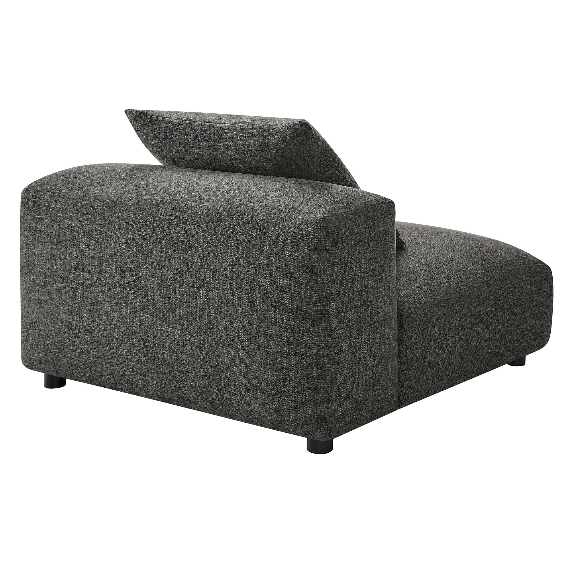 Solace Modular Upholstered Fabric Armless Chair - Charcoal