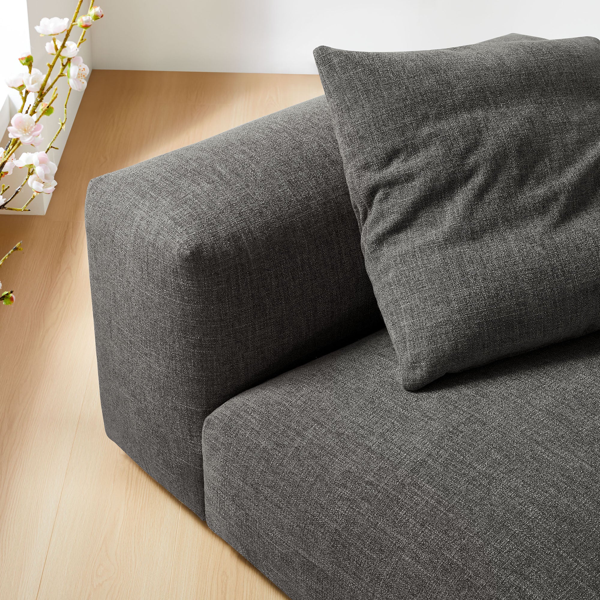 Solace Modular Upholstered Fabric Armless Chair - Charcoal
