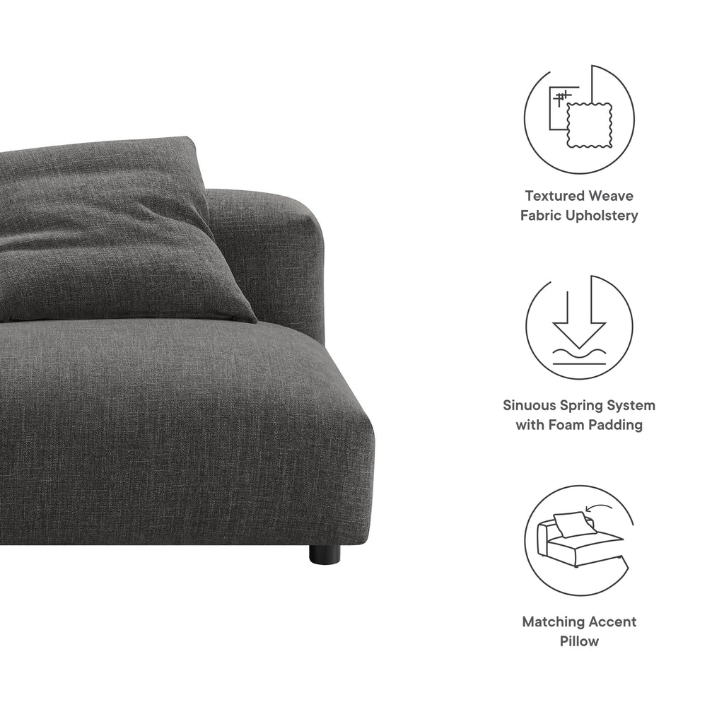 Solace Modular Upholstered Fabric Armless Chair - Charcoal
