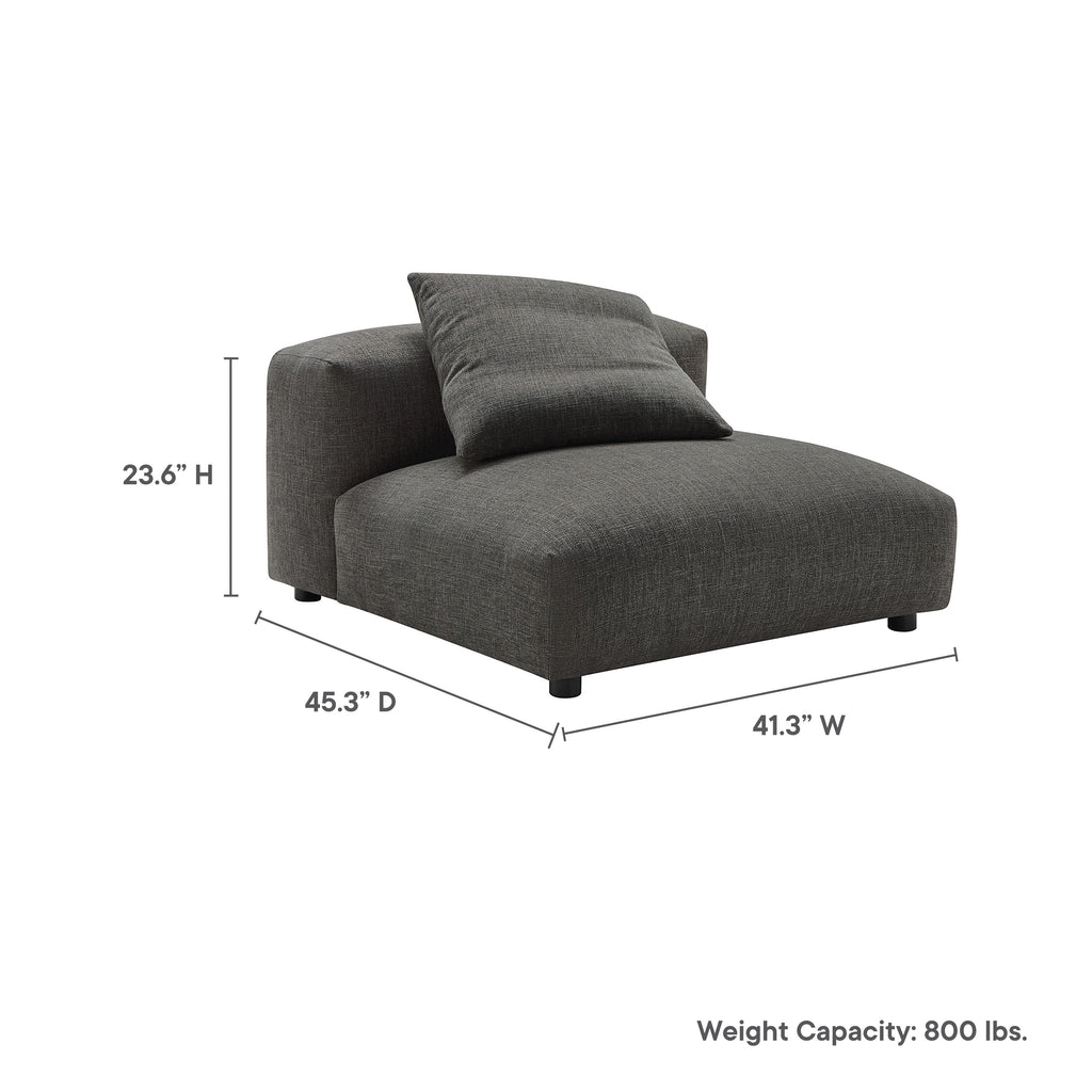Solace Modular Upholstered Fabric Armless Chair - Charcoal