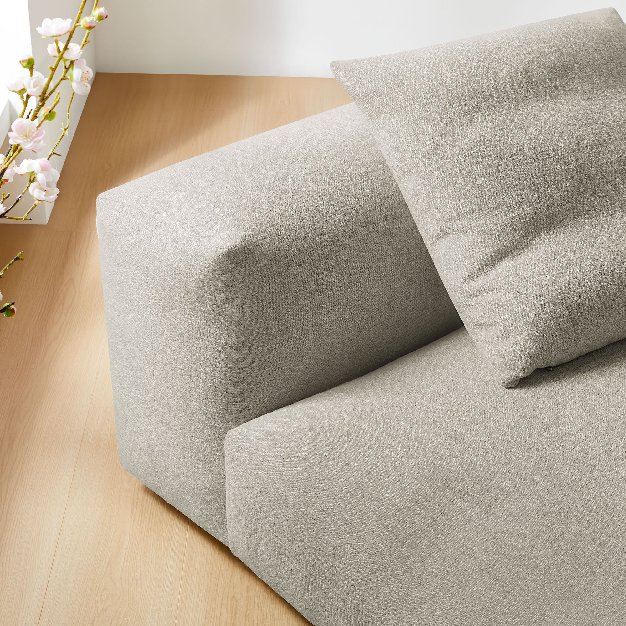 Solace Modular Upholstered Fabric Armless Chair - Linen