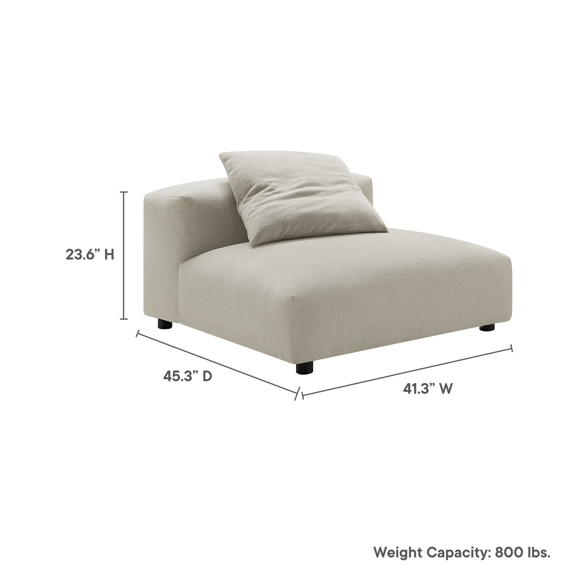 Solace Modular Upholstered Fabric Armless Chair - Linen