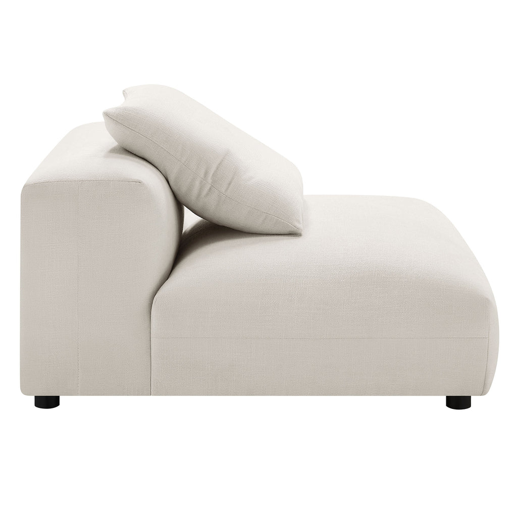Solace Modular Upholstered Fabric Armless Chair and Ottoman Set - Salt