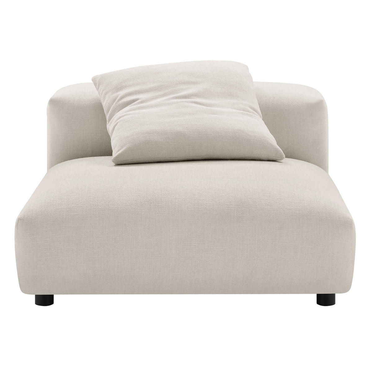 Solace Modular Upholstered Fabric Armless Chair and Ottoman Set - Salt