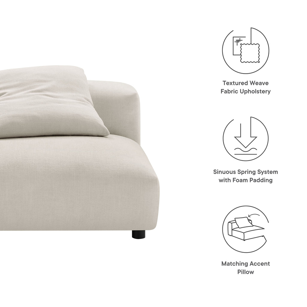 Solace Modular Upholstered Fabric Armless Chair - Salt