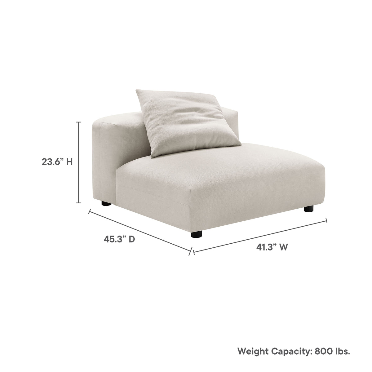 Solace Modular Upholstered Fabric Armless Chair - Salt
