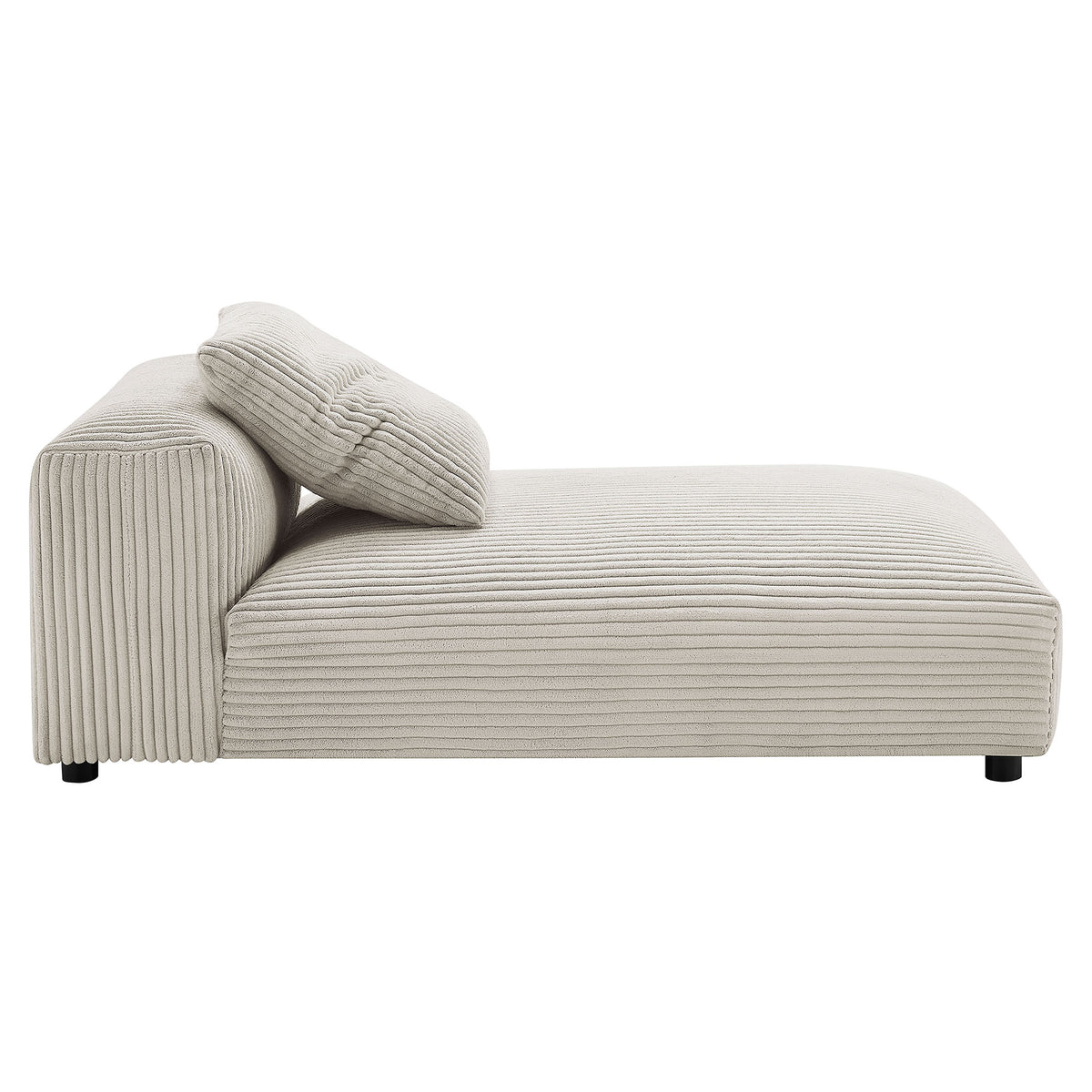 Solace Modular Corduroy Upholstered Armless Chaise Lounge - Almond