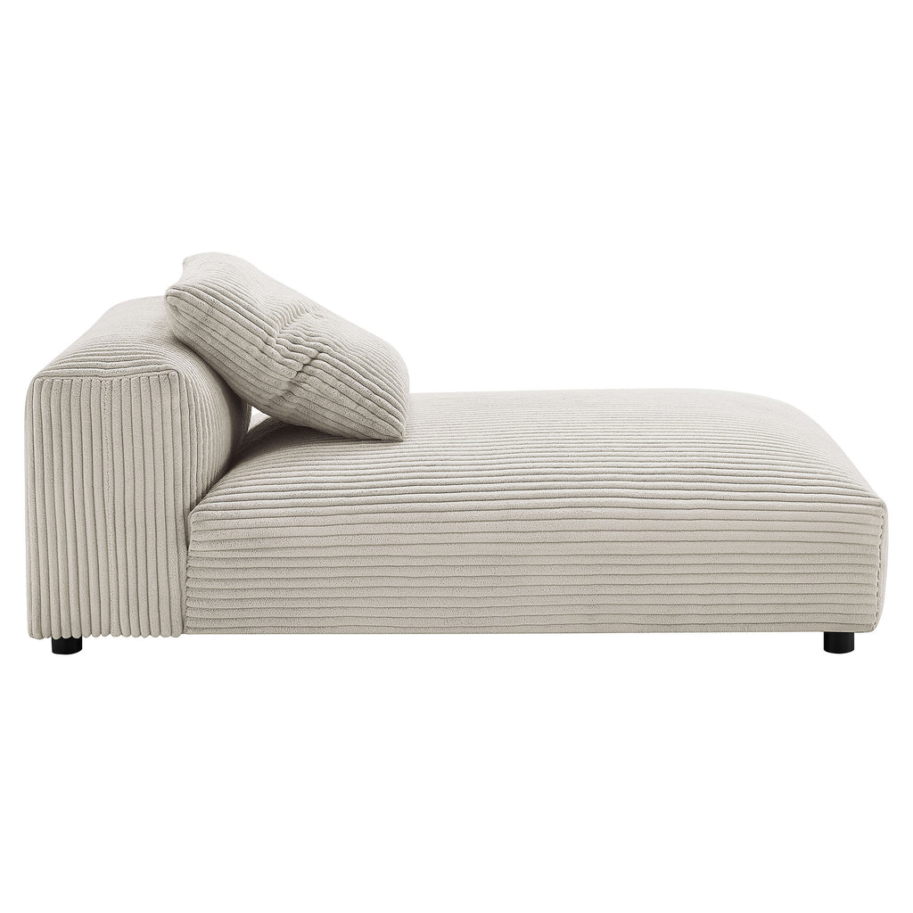 Solace 4-Piece Modular Corduroy Upholstered Sectional Sofa With Ottoman - Almond