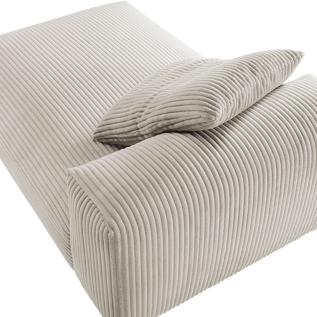 Solace Modular Corduroy Upholstered Armless Chaise Lounge - Almond