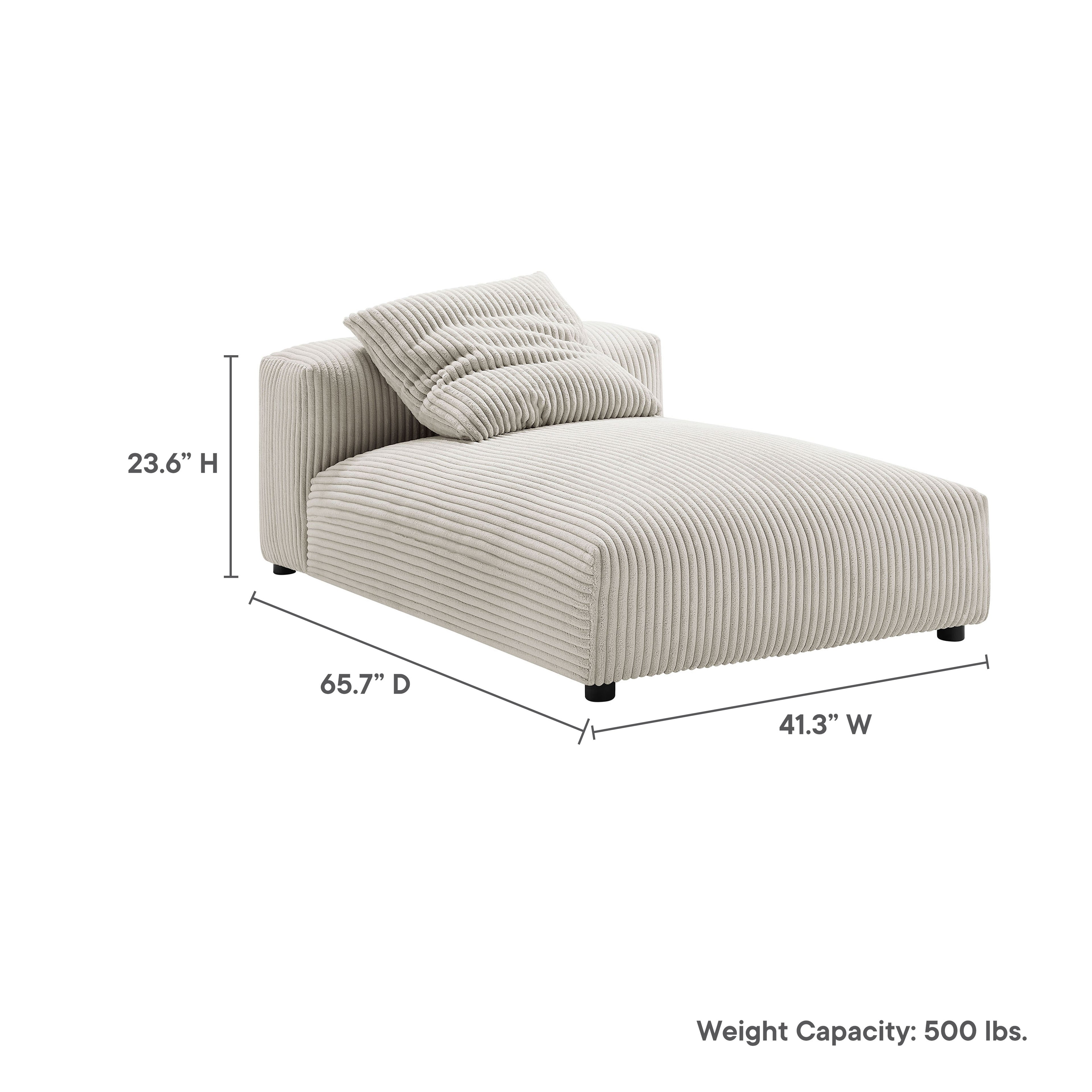 Solace Modular Corduroy Upholstered Armless Chaise Lounge - Almond