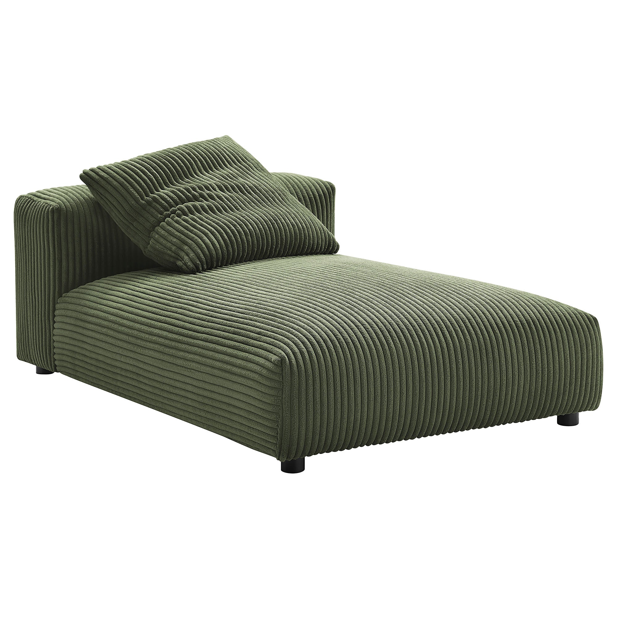 Solace 4-Piece Modular Corduroy Upholstered Sectional Sofa With Ottoman - Fern