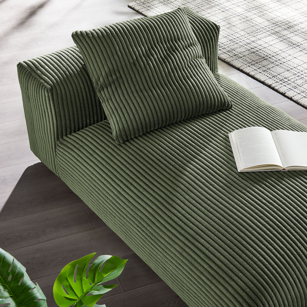 Solace Modular Corduroy Upholstered Armless Chaise Lounge - Fern