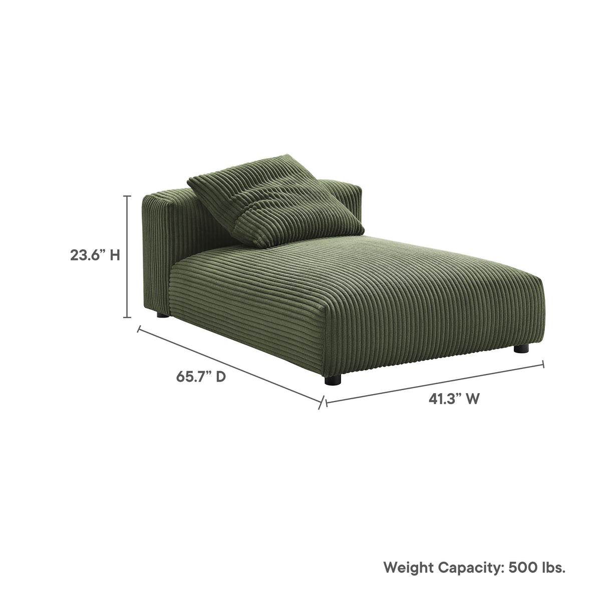 Solace Modular Corduroy Upholstered Armless Chaise Lounge - Fern