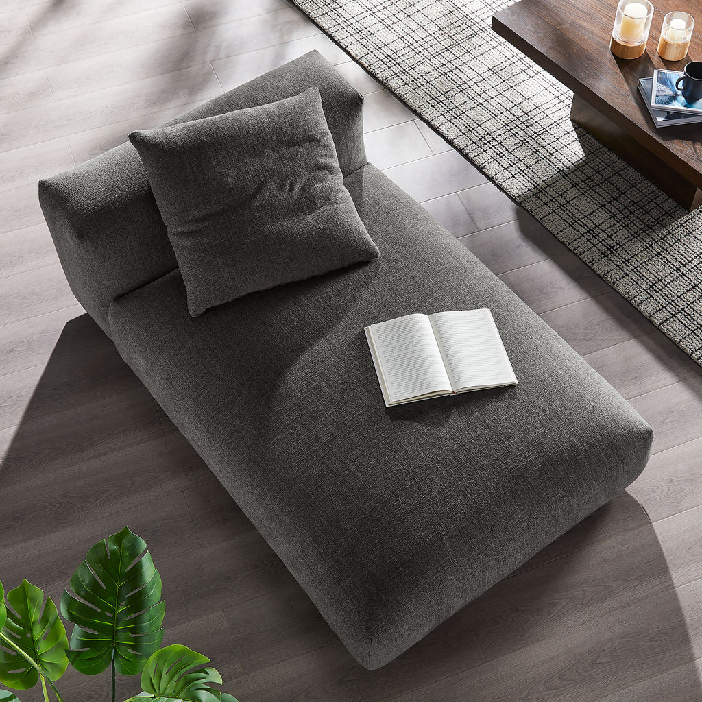 Solace Modular Upholstered Fabric Armless Chaise Lounge - Charcoal