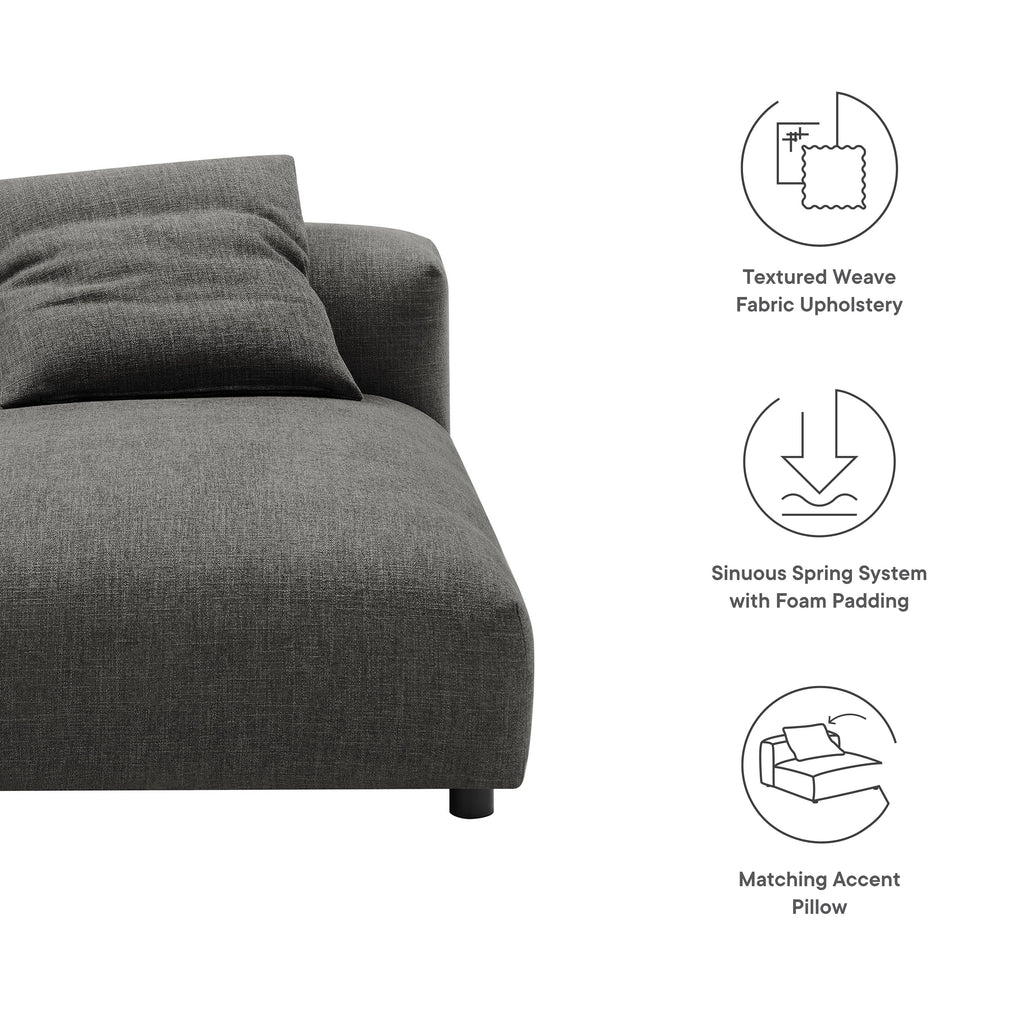 Solace Modular Upholstered Fabric Armless Chaise Lounge - Charcoal