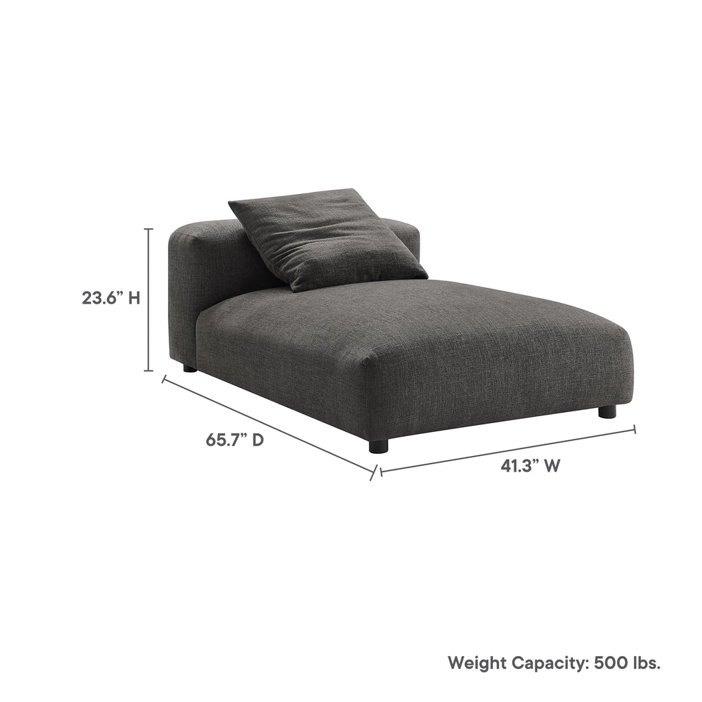 Solace Modular Upholstered Fabric Armless Chaise Lounge - Charcoal