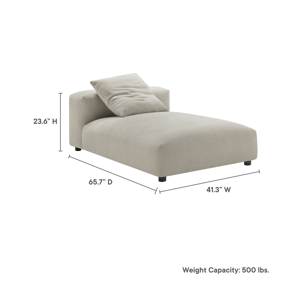 Solace Modular Upholstered Fabric Armless Chaise Lounge - Linen