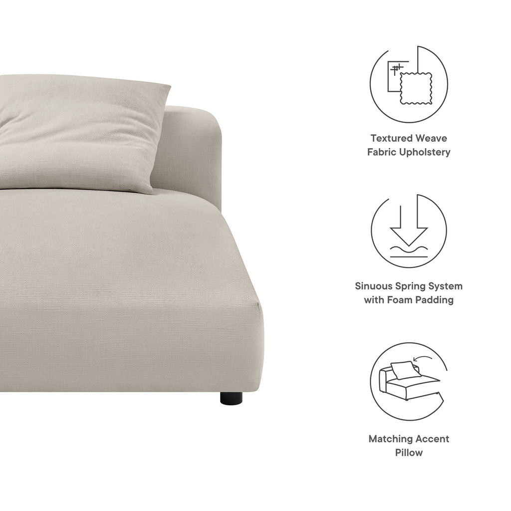Solace Modular Upholstered Fabric Armless Chaise Lounge - Salt