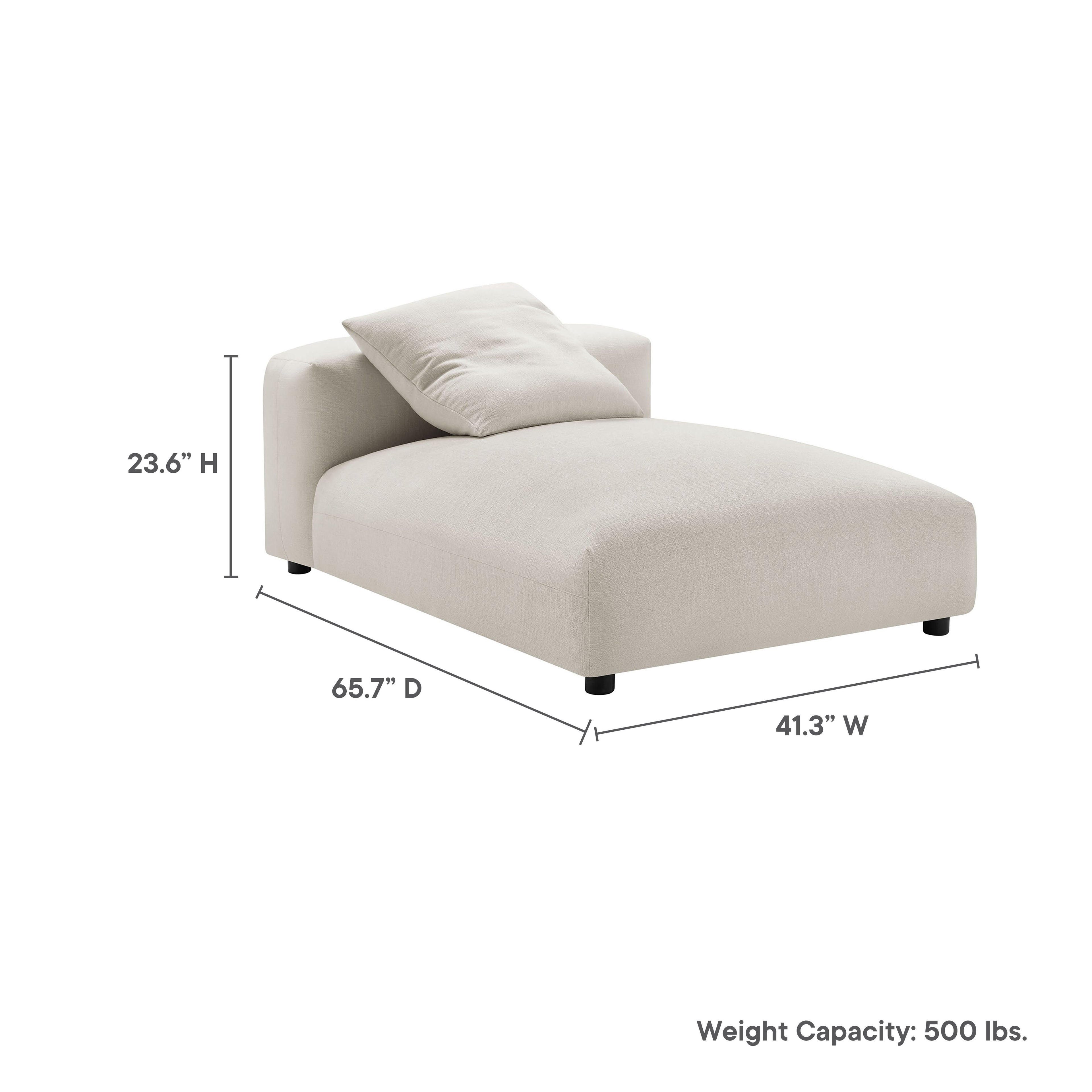 Solace Modular Upholstered Fabric Armless Chaise Lounge - Salt