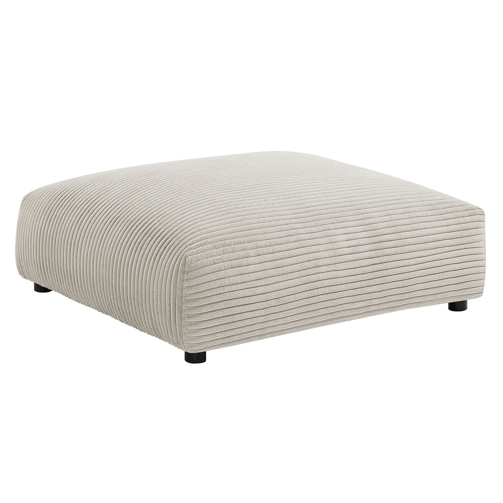 Solace 4-Piece Modular Corduroy Upholstered Sectional Sofa With Ottoman - Almond