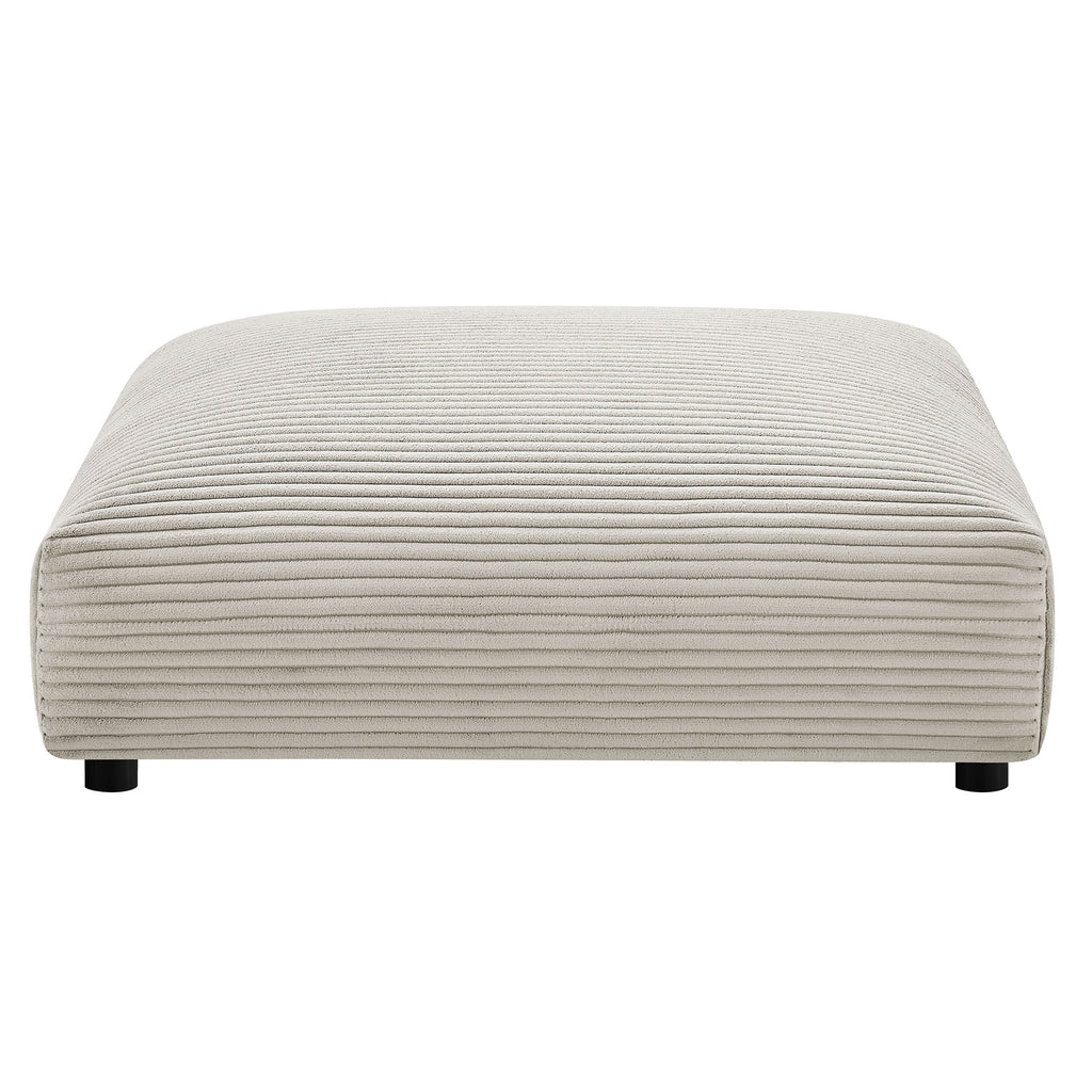 Solace 4-Piece Modular Corduroy Upholstered Sectional Sofa With Ottoman - Almond