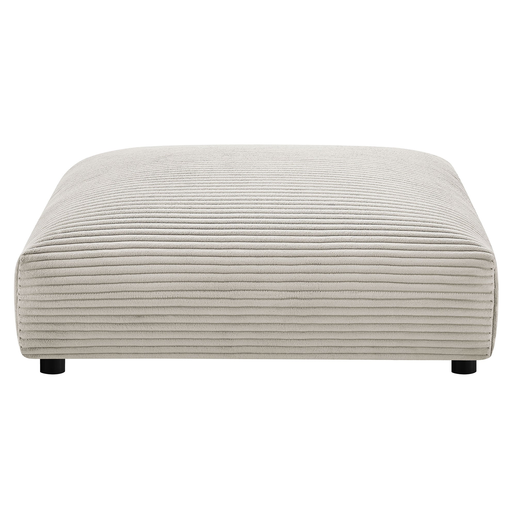 Solace Modular Corduroy Upholstered Armless Chair and Ottoman Set - Almond