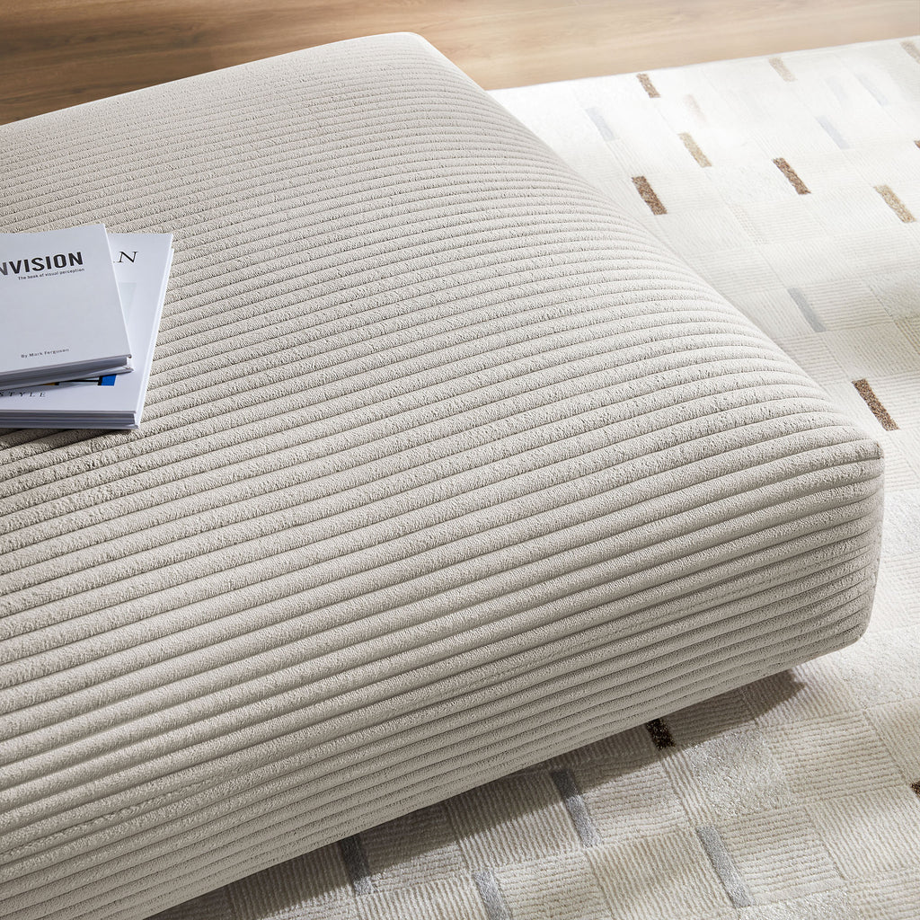 Solace Modular Corduroy Upholstered Ottoman - Almond