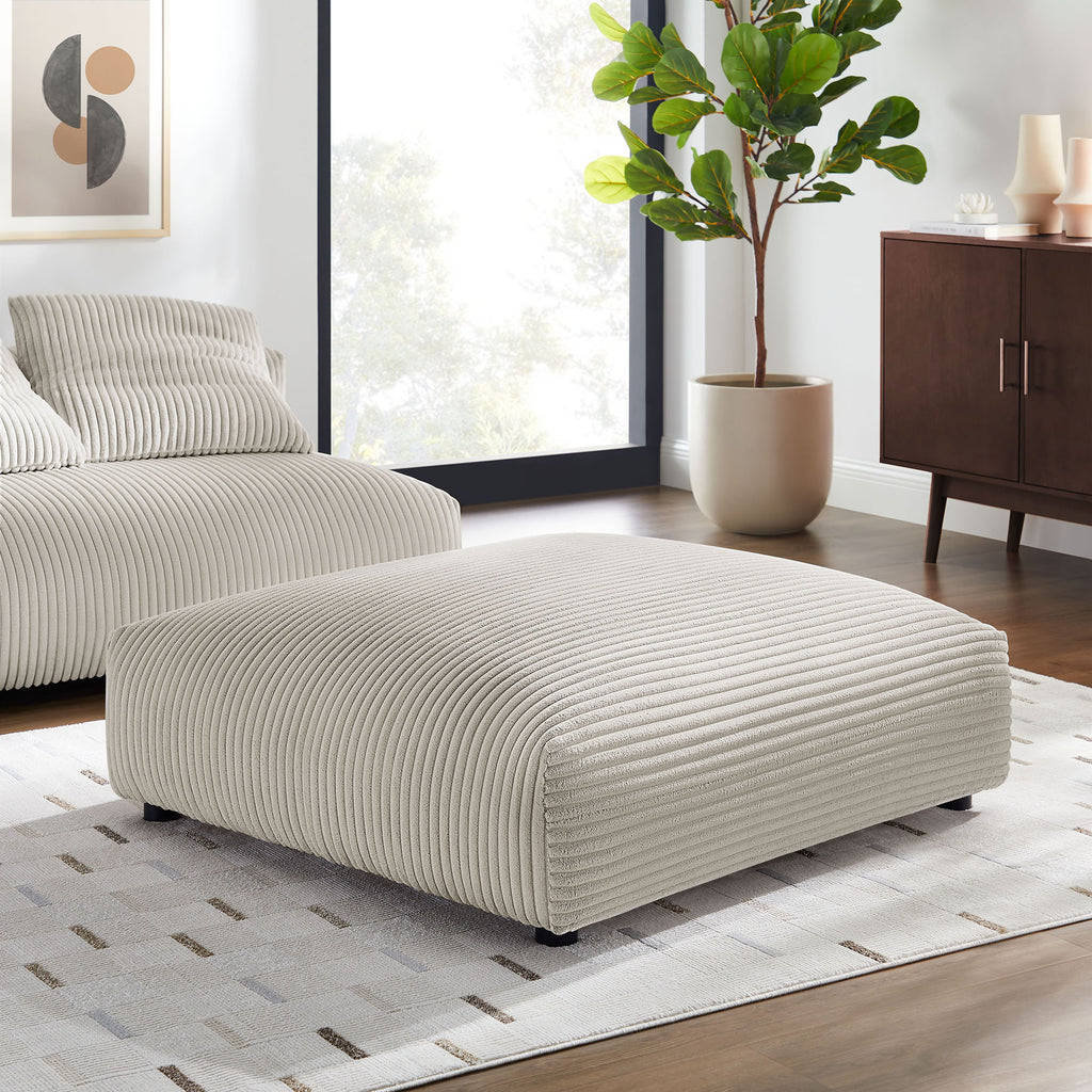 Solace Modular Corduroy Upholstered Ottoman - Almond