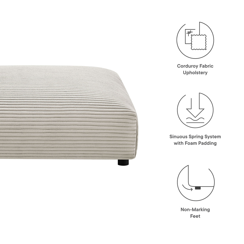 Solace Modular Corduroy Upholstered Ottoman - Almond