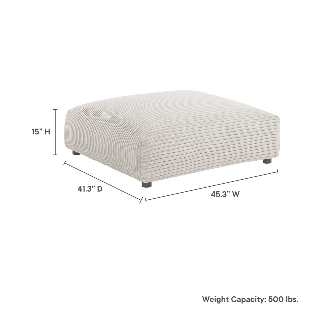Solace Modular Corduroy Upholstered Ottoman - Almond