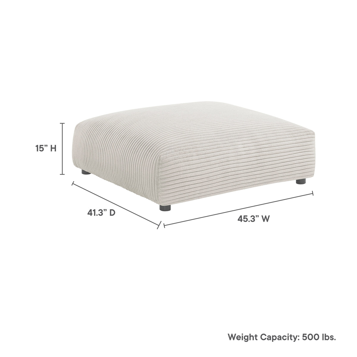 Solace Modular Corduroy Upholstered Ottoman - Almond