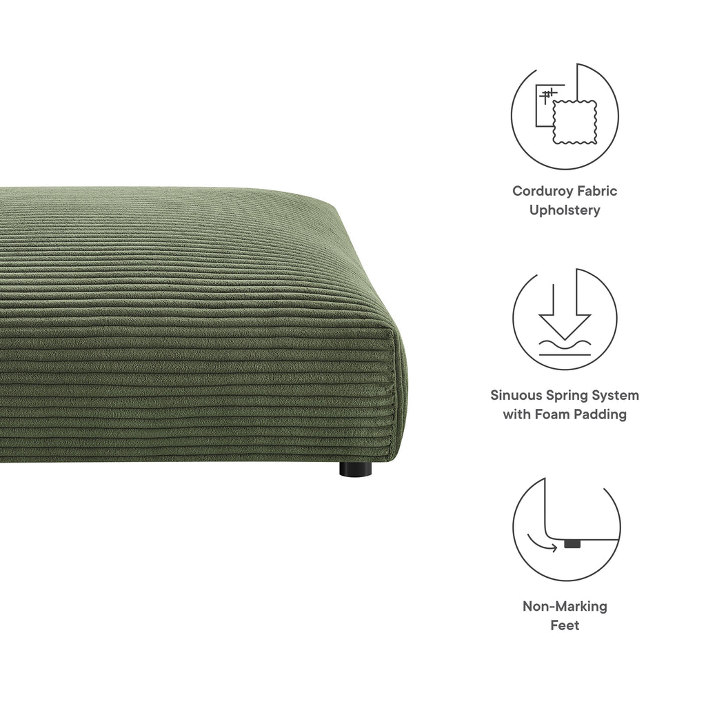 Solace Modular Corduroy Upholstered Ottoman - Fern