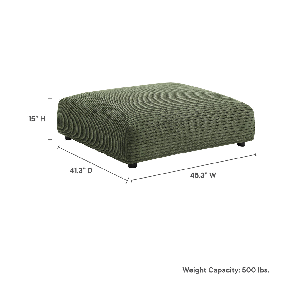 Solace Modular Corduroy Upholstered Ottoman - Fern
