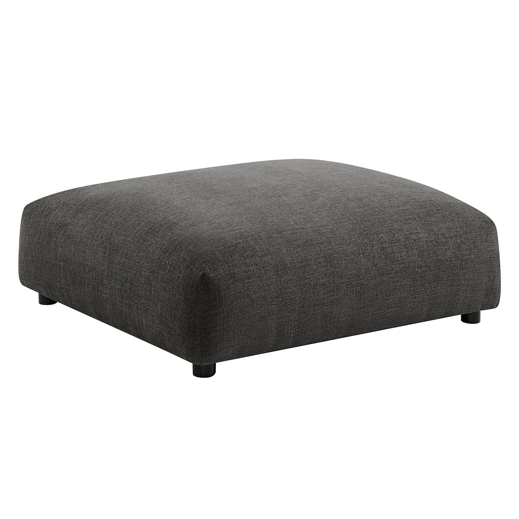 Solace Modular Upholstered Fabric Armless Chair and Ottoman Set - Charcoal