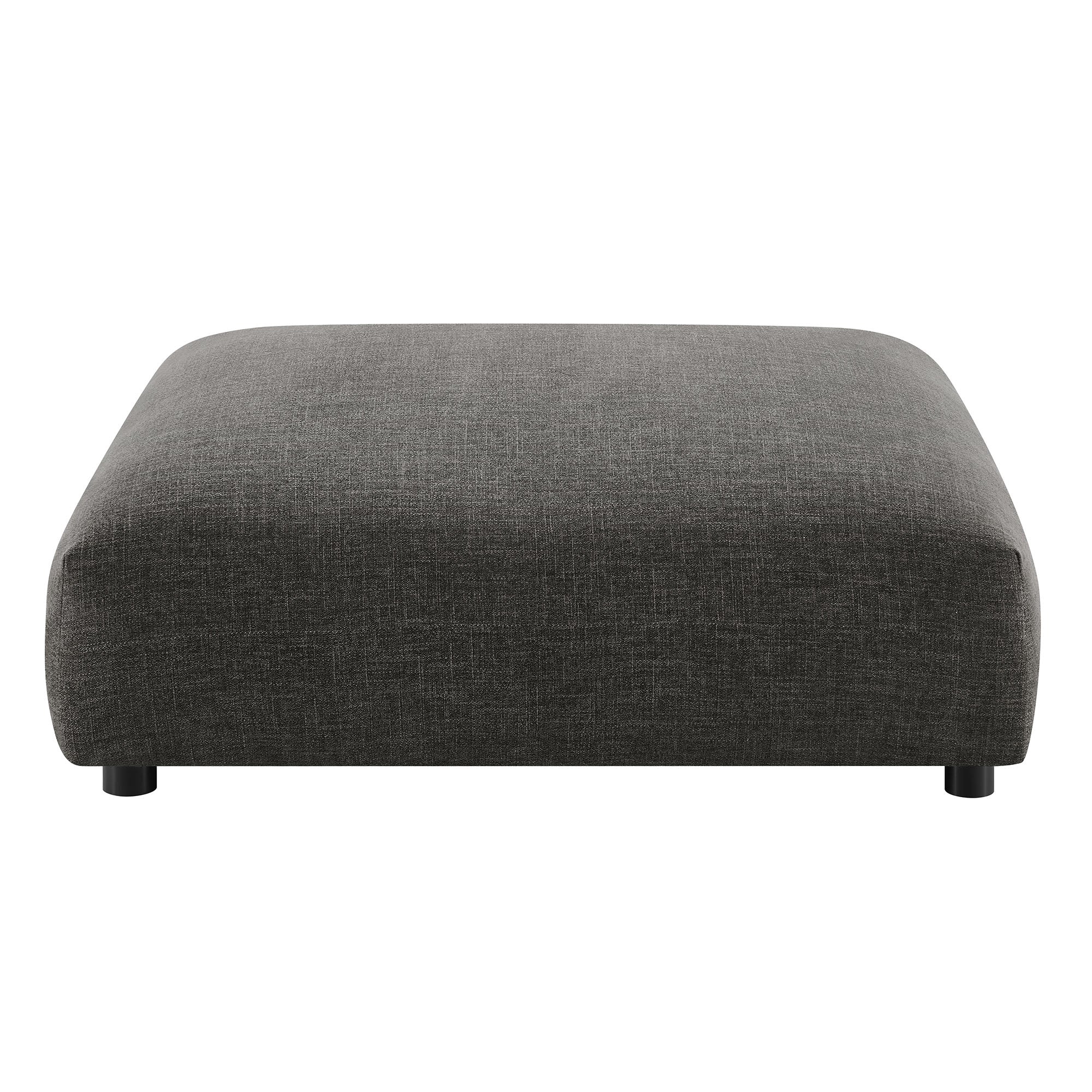 Solace Modular Upholstered Fabric Armless Chair and Ottoman Set - Charcoal