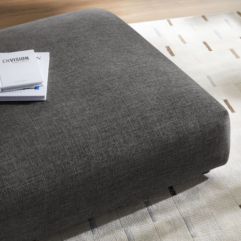 Solace Modular Upholstered Fabric Ottoman - Charcoal
