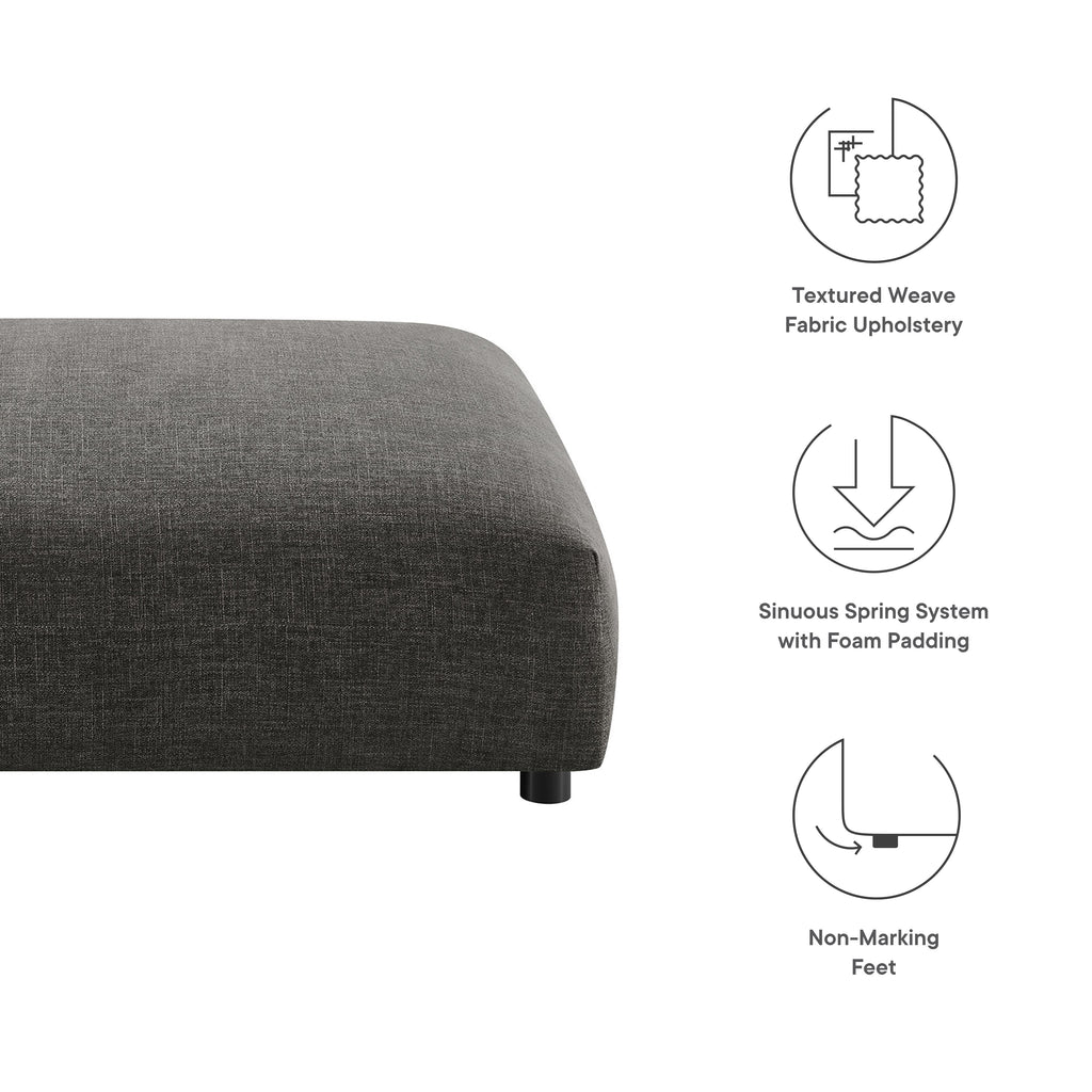 Solace Modular Upholstered Fabric Ottoman - Charcoal