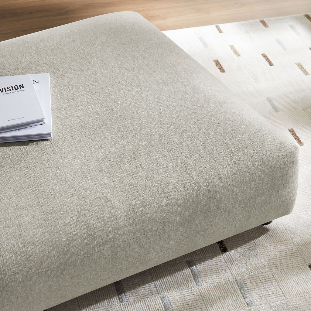 Solace Modular Upholstered Fabric Ottoman - Linen