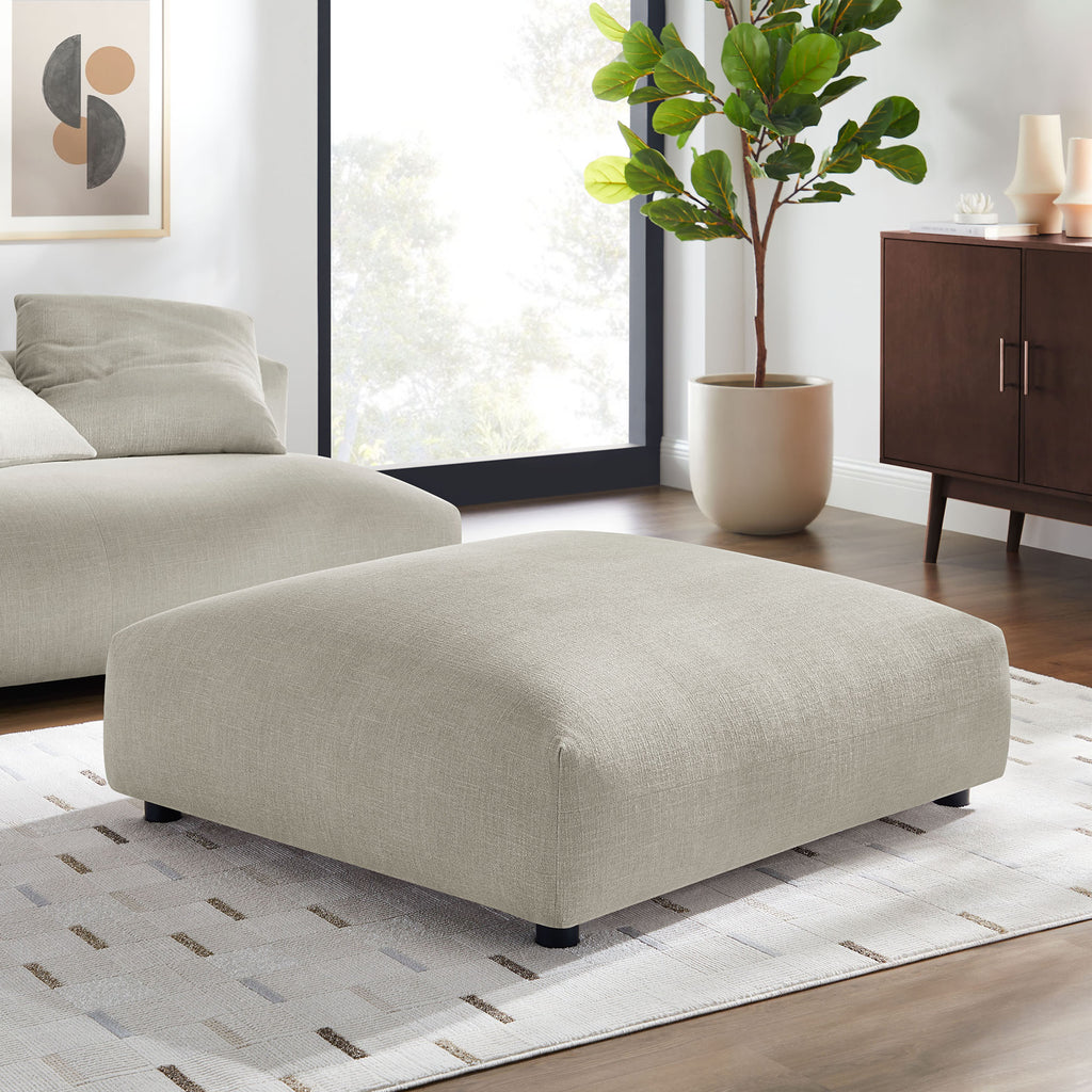 Solace Modular Upholstered Fabric Ottoman - Linen