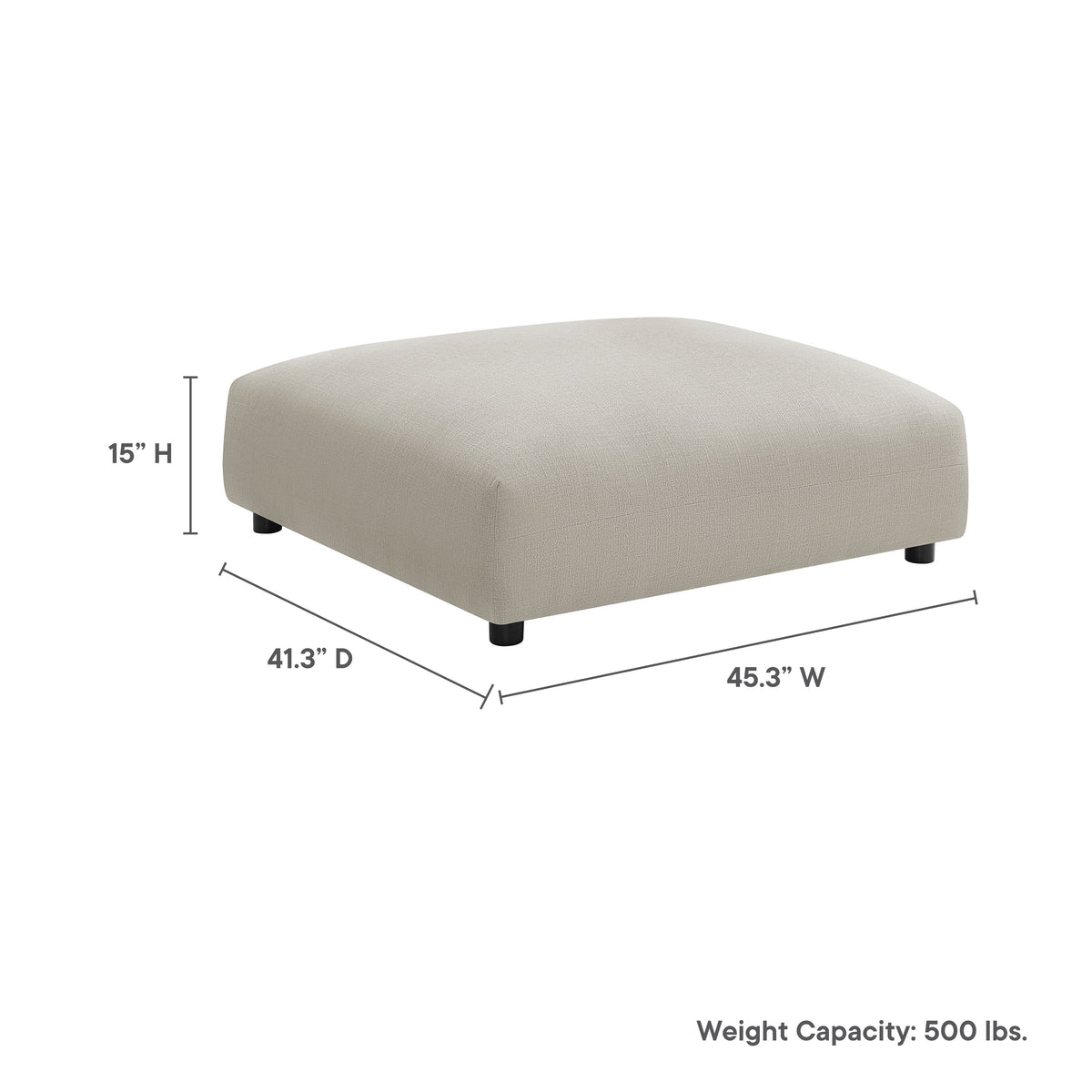 Solace Modular Upholstered Fabric Ottoman - Linen
