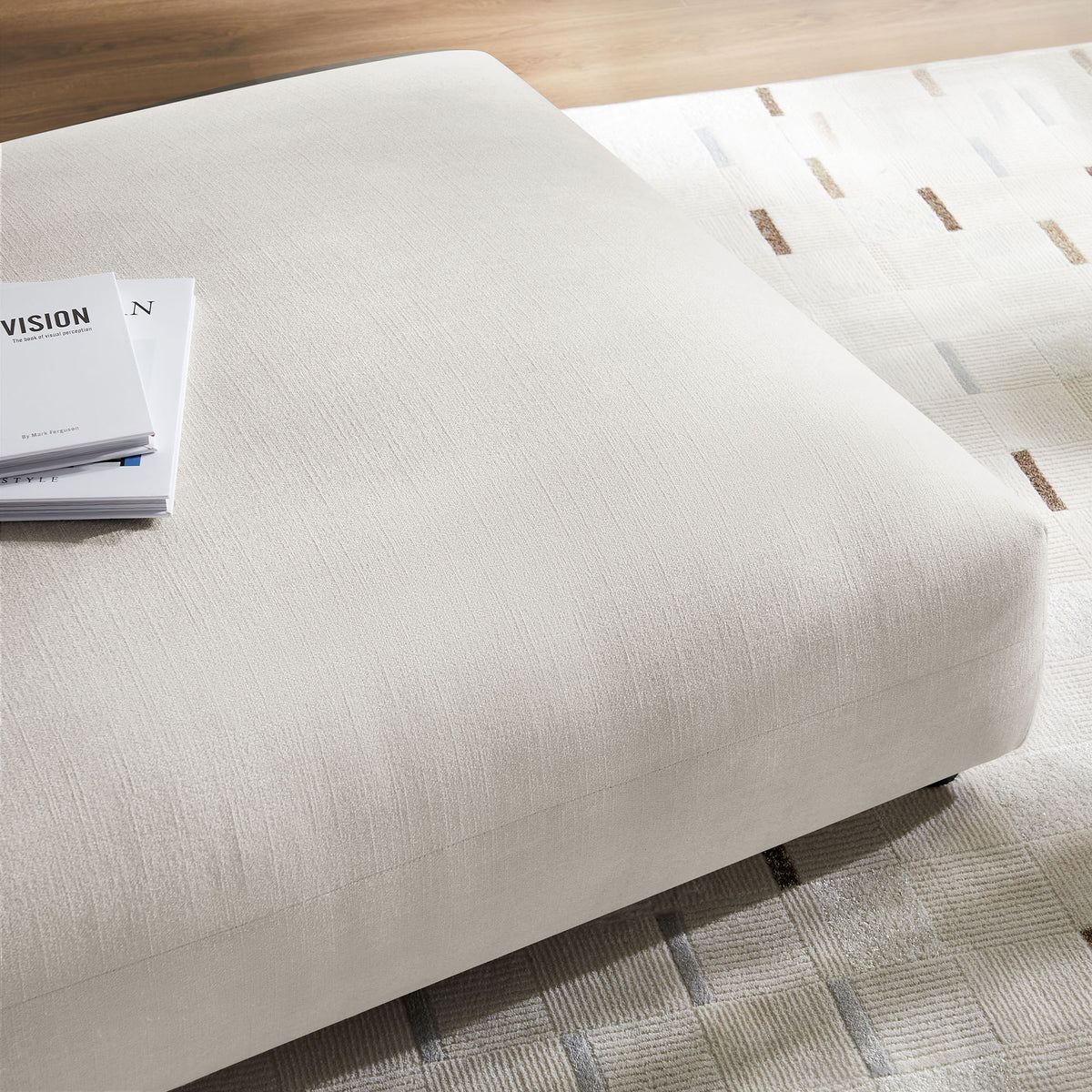 Solace Modular Upholstered Fabric Ottoman - Salt