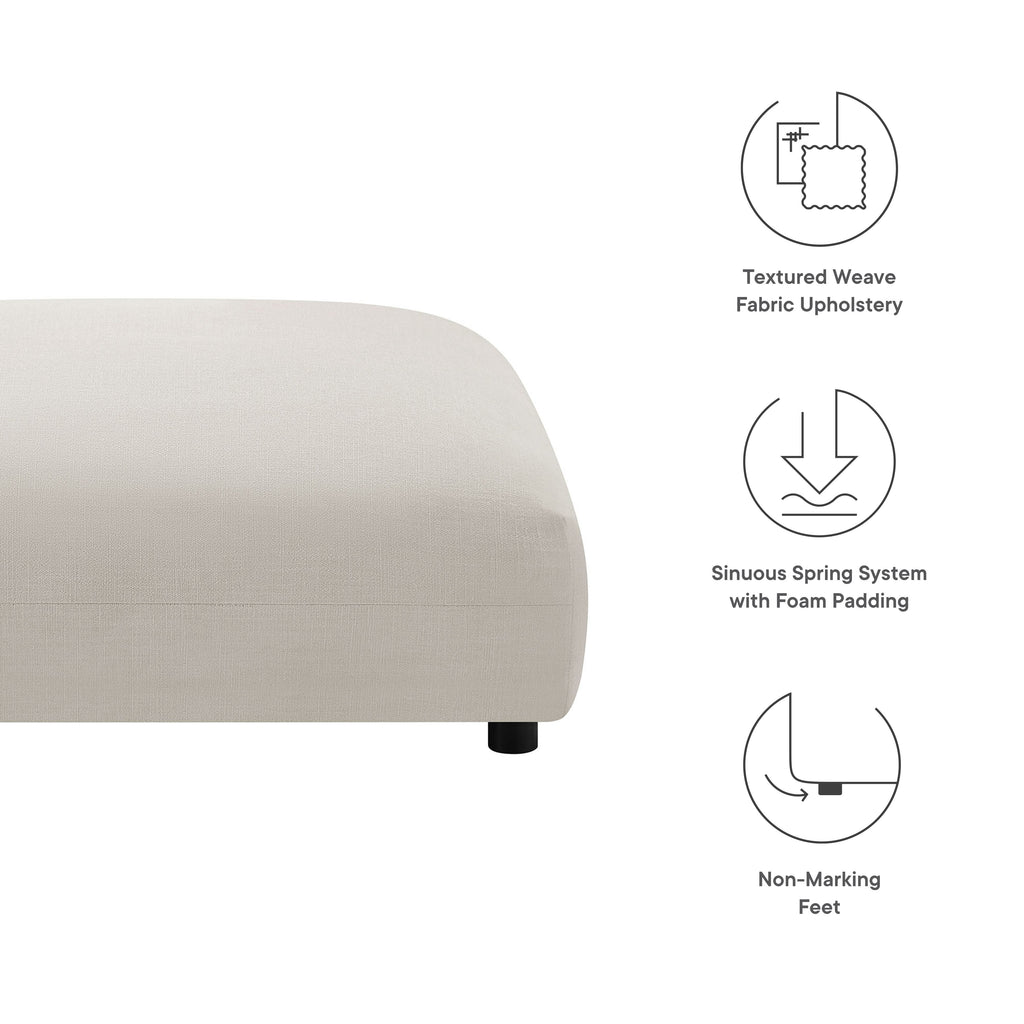 Solace Modular Upholstered Fabric Ottoman - Salt