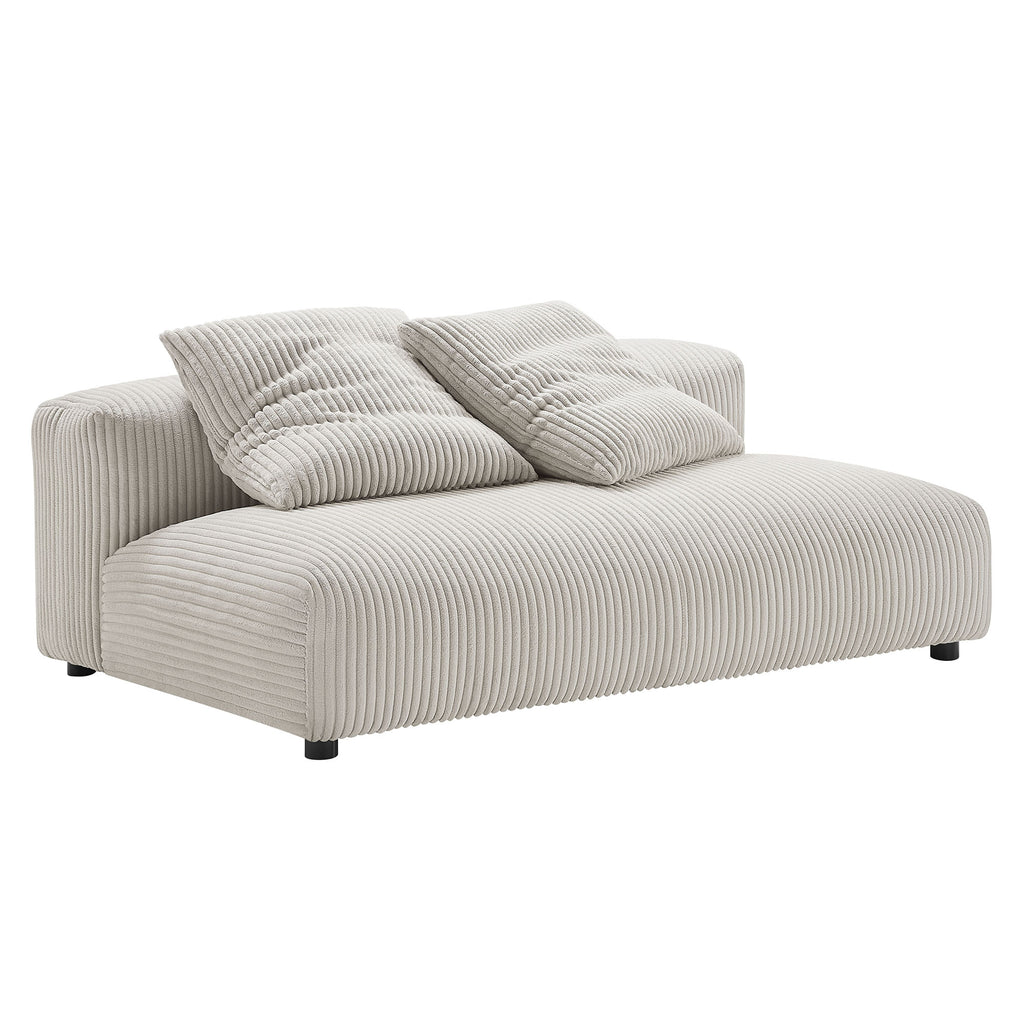 Solace Modular Corduroy Upholstered Armless Loveseat - Almond