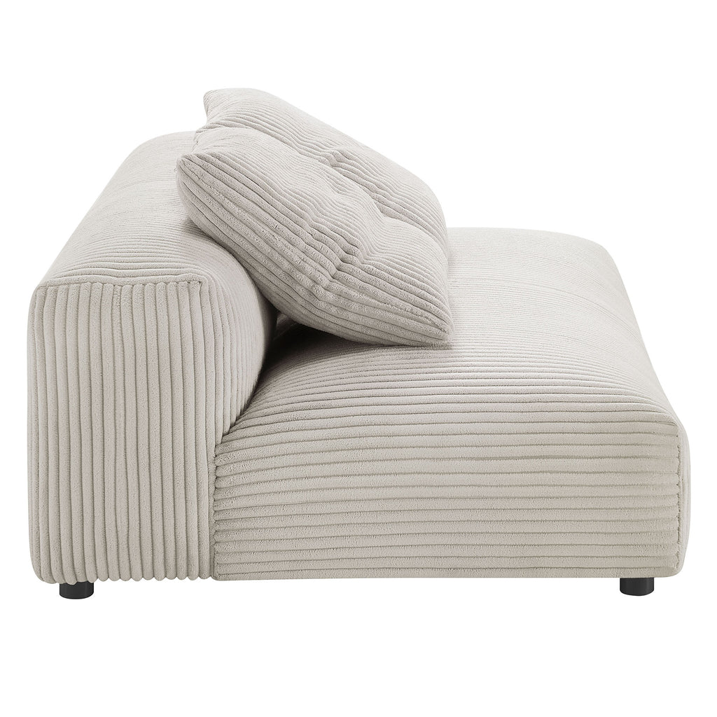 Solace Modular Corduroy Upholstered Armless Loveseat and Ottoman Set - Almond