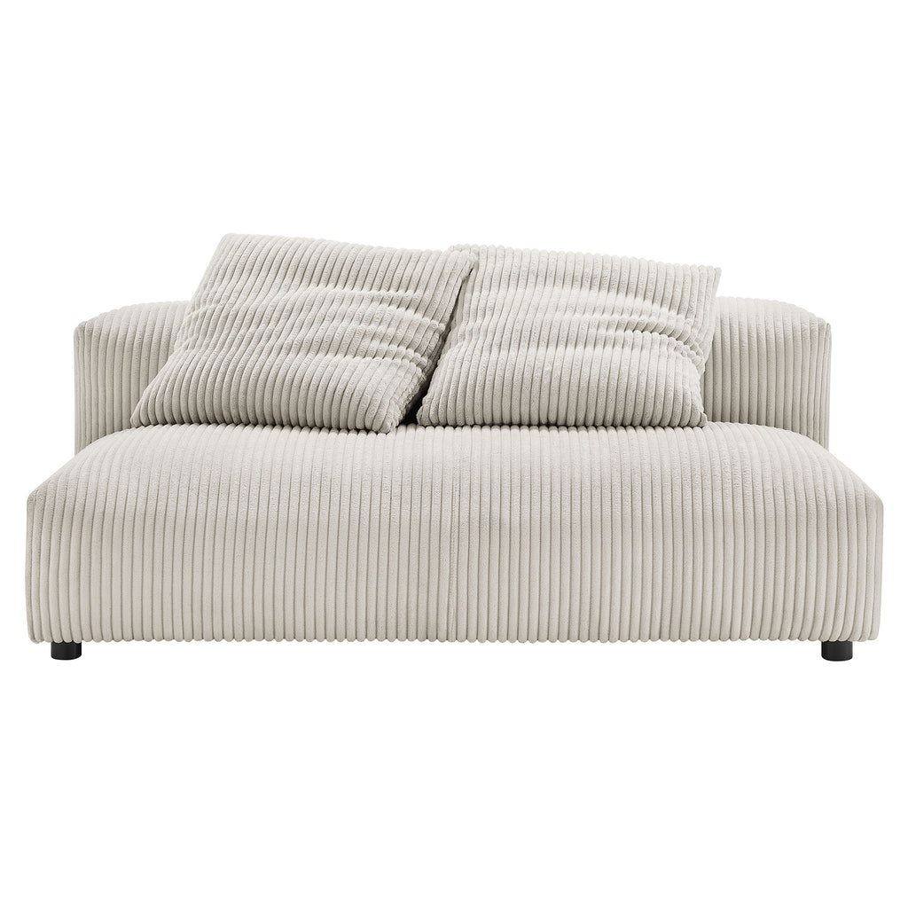 Solace Modular Corduroy Upholstered Armless Loveseat - Almond