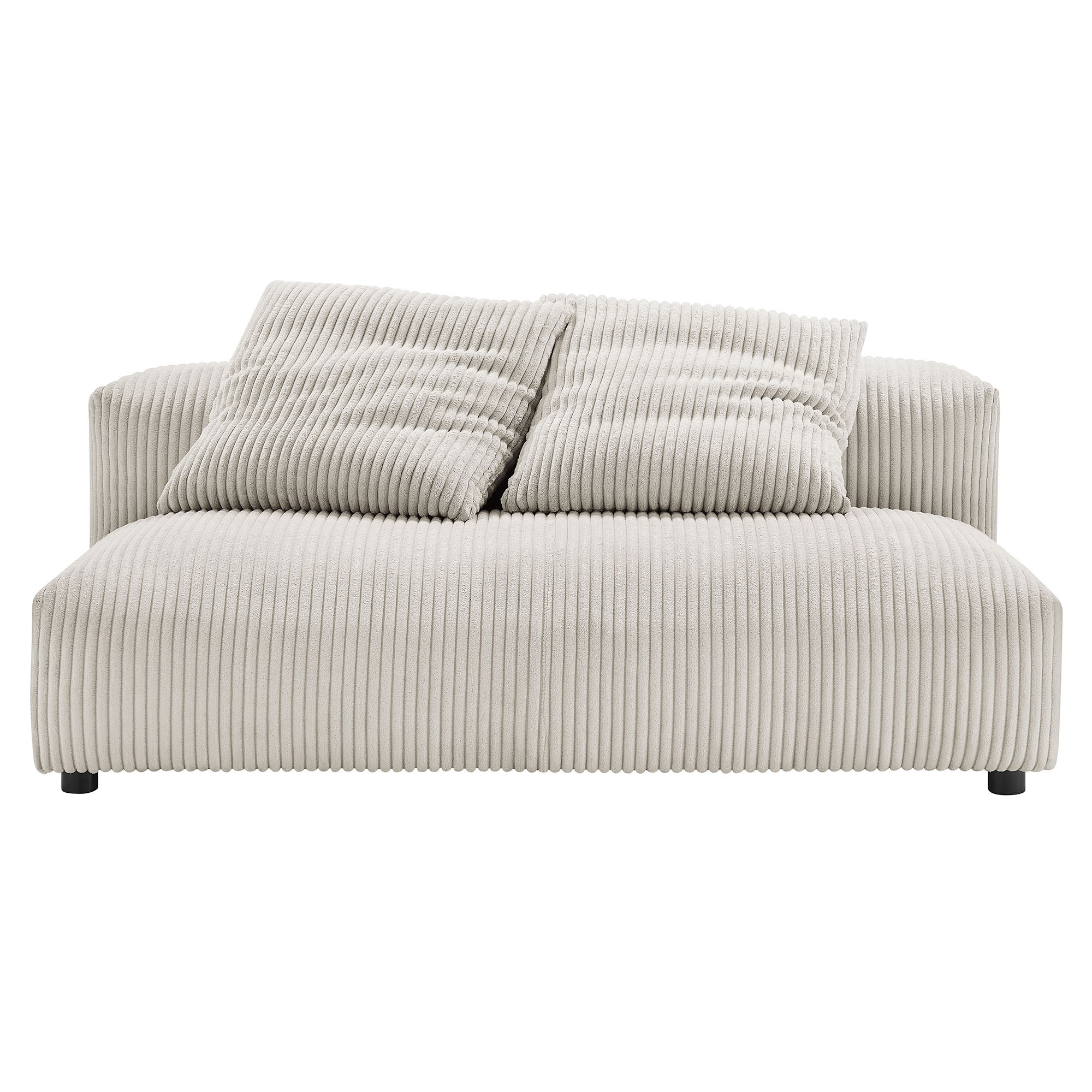 Solace Modular Corduroy Upholstered Armless Loveseat and Ottoman Set - Almond