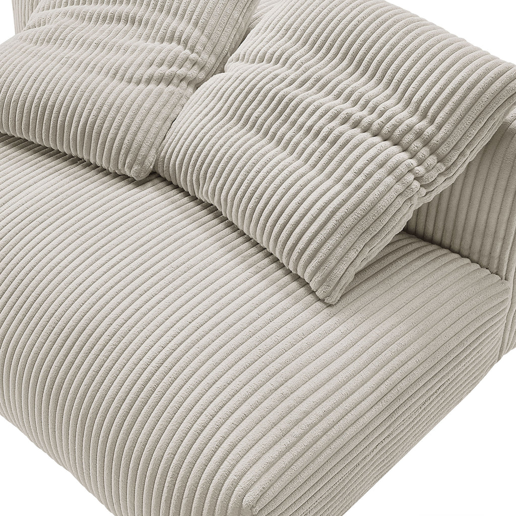 Solace Modular Corduroy Upholstered Armless Loveseat - Almond